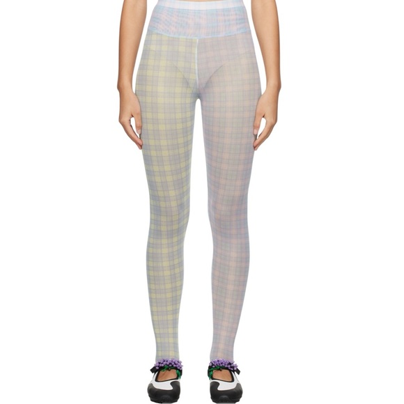 COPOVA LOWENA NWOT Multicolor plaid stirrup leggings Size M - Picture 2 of 9